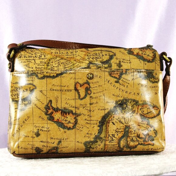 Patricia Nash Old World Map Leather Crossbody Bag with Front Buckle Pocket - Picture 2 of 12